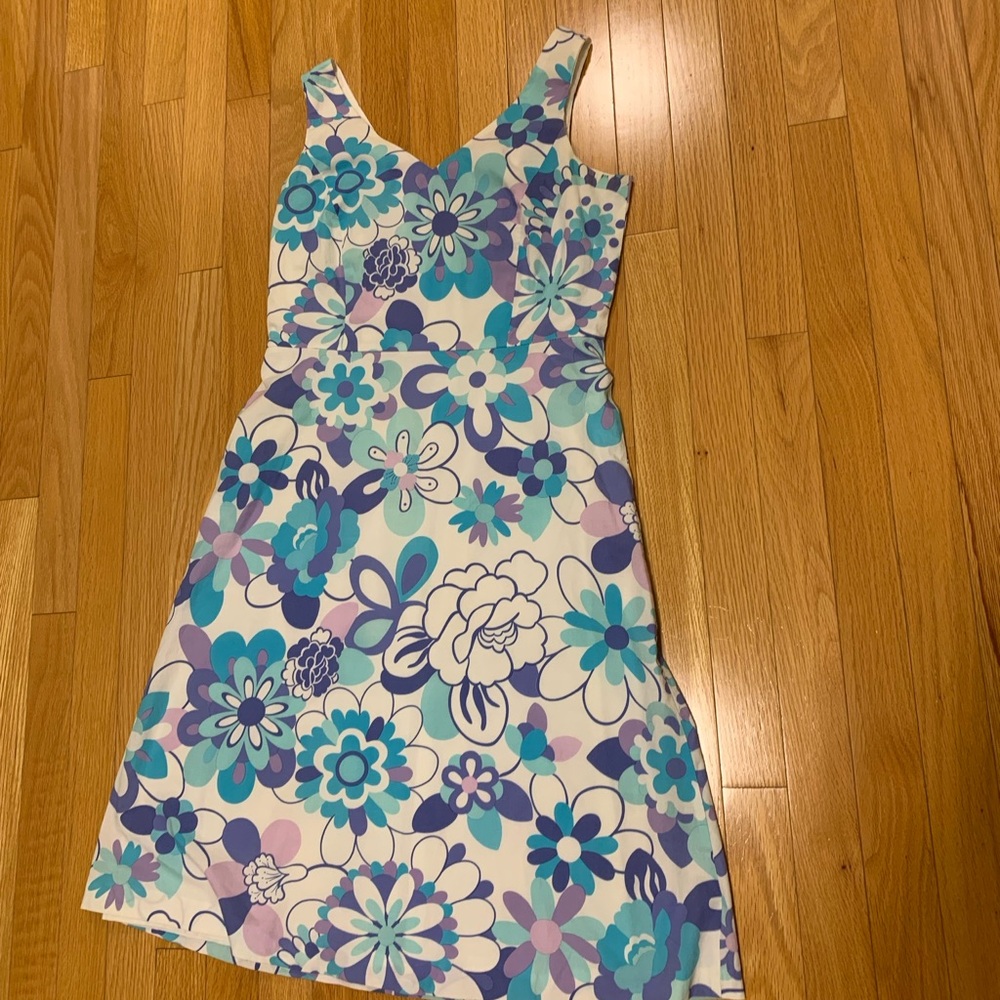 Casual Corner Floral Dress in Blue and Purple